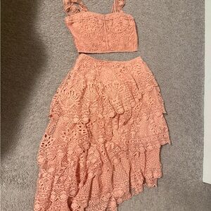 Farm Rio Pink Pink Guipure Skirt and Top